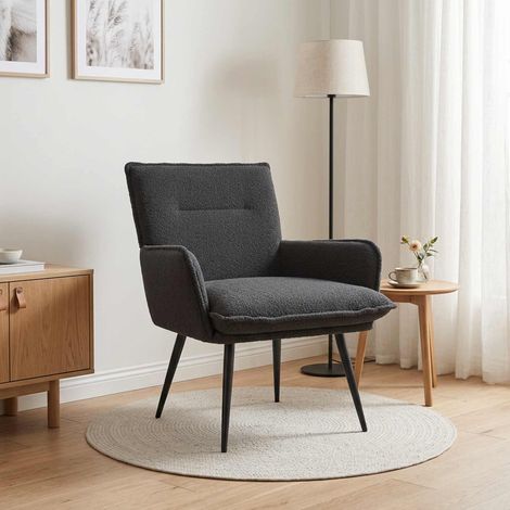 vidaXL Armchair Dark Grey Boucl茅 (1/5)