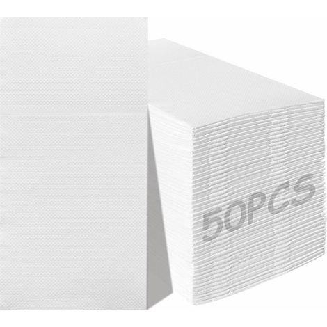 50 Pièces Serviettes Blanc 40×40cm en Serviettes de Table Lin (1/5)