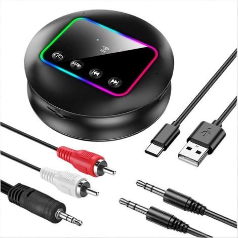NFC Bluetooth 5.4 Sender/Empfänger, Bluetooth-Audioadapter mit RGB-Beleuchtung/AUX/TF für TV/Auto/PC/Lautsprecher (1/5)