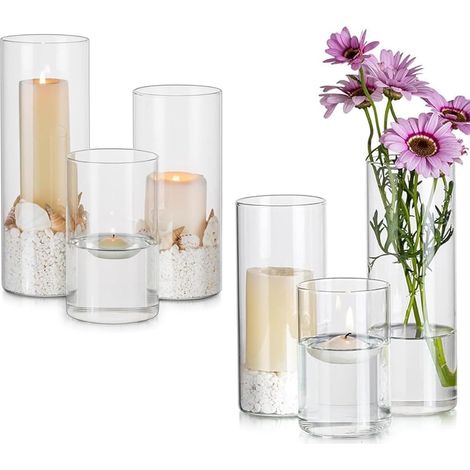 Lot de 6 Vase Transparent 10/15/20 cm, Photophore Verre, Photophore en Verre transparen, Vase Transparent Verre pour Décorations De Table À Manger Centres (1/5)