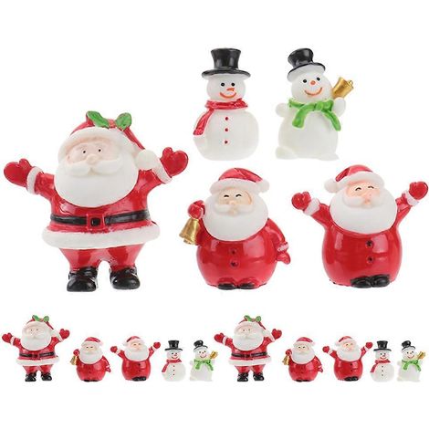 Miniature Santa Figures Resin Snowman Decorations for Xmas 20Pcs Set (1/5)
