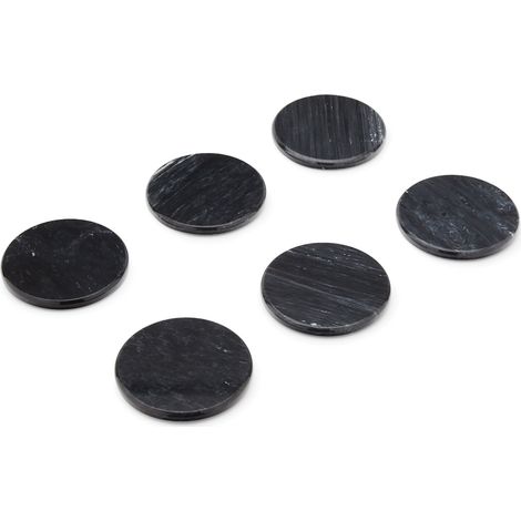 Lot de 6 Dessous de Verre en marbre Poli Noir Naturel (1/5)