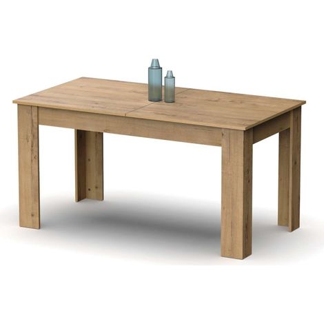 Mesa extensible Kia para salón, cocina acabado roble gold, 77cm(alto) 140/195cm(ancho) 80cm(largo) (1/5)