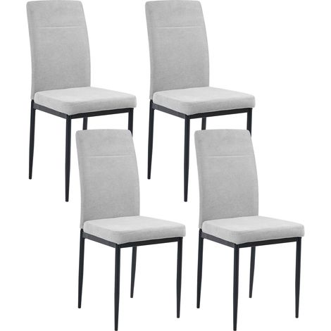 Set di 4 sedie da pranzo in tessuto con rivestimento in ferro nero gambe senza braccioli sala da pranzo grigio Riner