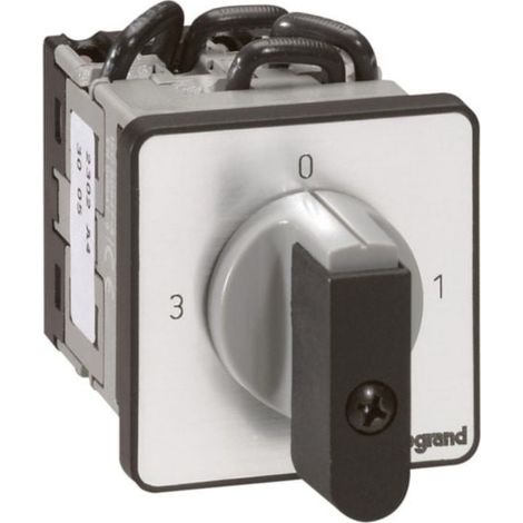 Commutateur à cames 3 directions avec position arrêt PR12 - 2P - 6 contacts - fixation par vis sur porte - LEGRAND