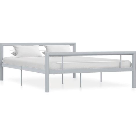 vidaXL Estructura de cama sin colchón metal gris y blanco 120x200 cm (1/5)