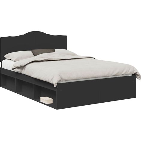 Maison Exclusive - Cadre de lit avec tête de lit Noir 160 x 200 cm Pin massif