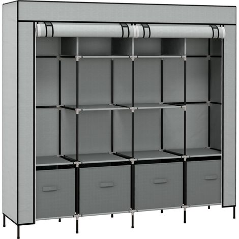 Armadio in tessuto portatile grigio scuro con 2 barre, 10 scomparti e 4 cassetti HOMVRA (1/5)