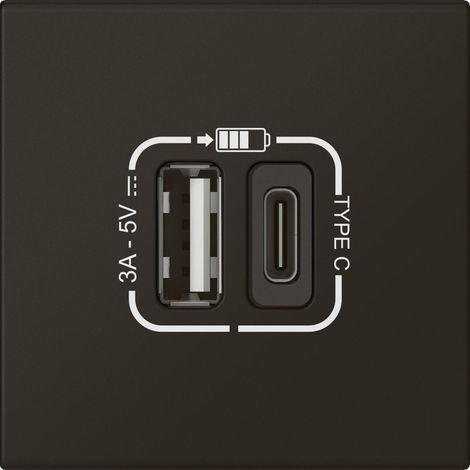 CHARGEUR USB TYPE-A + USB TYPE-C 3A 15W MOSAIC LINK RACCORDEMENT LATÉRAL 2 MODULES 230V OU 5V= - NOIR MAT LEGRAND LEG079193L (1/4)