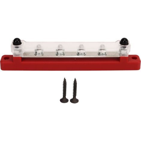 Bloc de distribution d'alimentation M6 6 broches 12V 48V 150A avec plaque en laiton, adapté aux applications automobiles et marines (rouge). (1/5)