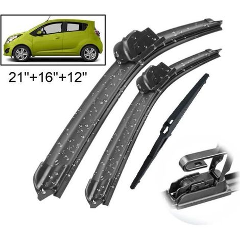 Lot de 3 Balais d'essuie-glace avant + arrière pour Chevrolet Spark M300 2009 2010 2011 2012 2013 2014 2015