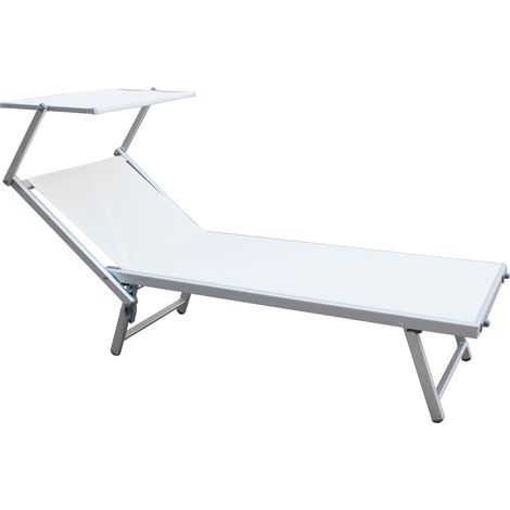 Rebecca Mobili Lettino Sdraio Spiaggia Bianco Textilene Alluminio 38x186x61 (1/7)