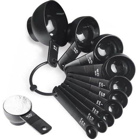 Set di misurini Thijox 10 in 1, realizzati in plastica resistente al calore, ideali per ingredienti liquidi e secchi in cucina e per la preparazione di dolci. (1/5)