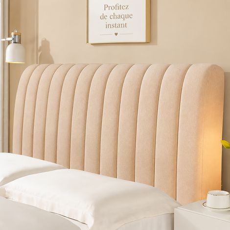 Housse Tête de Lit en velours de cristal kaki, modèle à rayures verticales extra épais, longueur de tête de lit 120 cm, rembourrage ouaté épais anti-collision, 1 kg – Livraison gratuite (1/3)