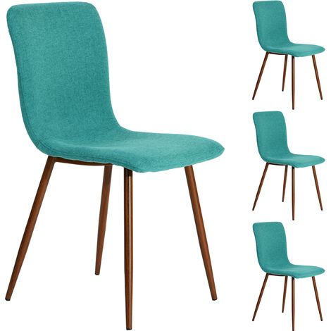 Set 4 Sedie per Sala da Pranzo Turchese Gambe Effetto Legno Seduta Ergonomica (1/5)