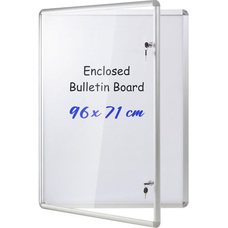COSTWAY Bacheca Con Chiave Bacheca Da Esterno Bacheca Magnetica Bacheca Da Parete Lavagna Bianca Pannello In Pet Trasparente Installazione Verticale Orizzonta (1/4)