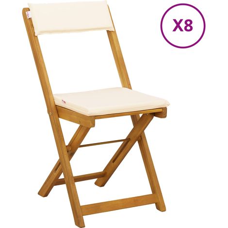 Outdoor Bistro Chairs Folding 8 pcs Cream White 40 x 53 x 80 cm vidaXL