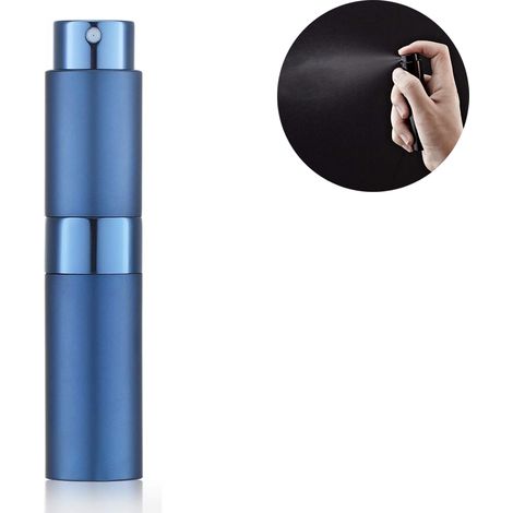 Atomiseur Parfum 8 ml - Flacon Pulvérisateur Vide Réutilisable pour Voyage - Tube Aluminium Anodisé - Noir Bleu Or (1/5)