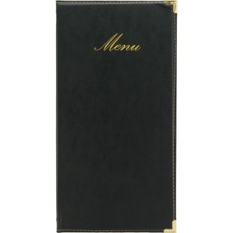 Carte Menu long simili-cuir - 1 double insert inclus (présente 4 pages) - Securit