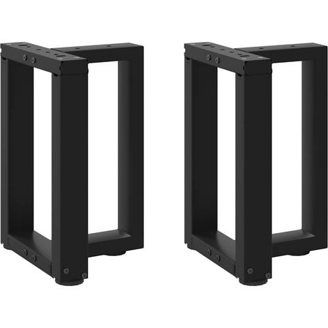 Pieds de table basse en T, acier thermolaqué noir, 2 pièces, 28 x 25 x 42-43 cm - PANGIVO (1/5)