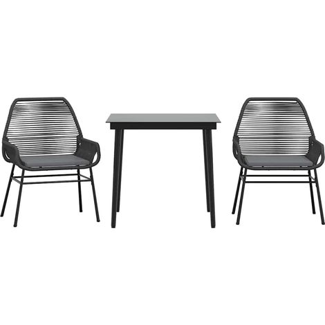 Maison Exclusive - 3-tlg. Garten-Essgruppe mit Kissen Schwarz Pol