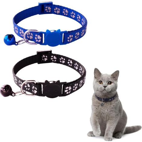 Collar antiestrangulamiento para gatos (2 unidades), ajustable, reflectante y con cascabel de seguridad. Collar antiestrangulamiento para gatos (ajustable). (1/5)