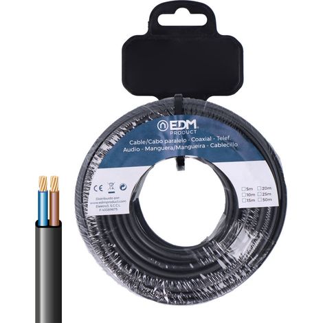 Enrouleur de tuyau plat noir 2x0,75mm² 10m EDM (1/2)