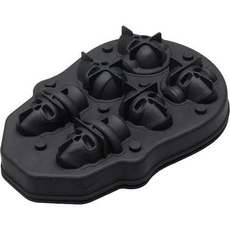 Moule à glaçons en silicone avec couvercle forme crâne 3D pour boissons et cocktails originaux