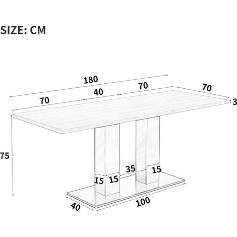 Table extensible 140/180x70 cm, rectangulaire, 6-8 places, plateau épais, style simple, bois naturel, meuble pour salle à manger, cuisine, salon (1/5)