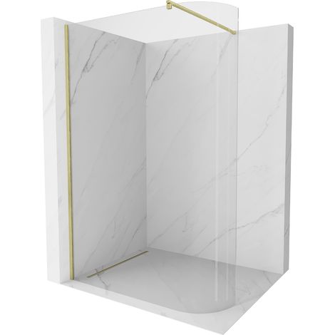 Mexen Kioto Duschwand abgerundet Walk-in 150 x 200 cm, transparent 8 mm, gebürstetes Gold - 800-150-