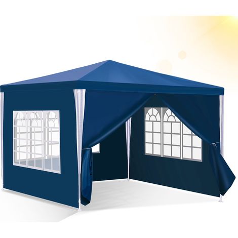 Jiubiaz Tenda da campeggio 3x3 m Blu per giardino e campeggio, protezione dal sole e uso esterno