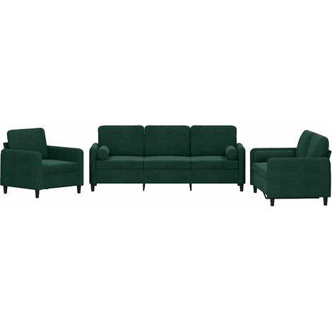 Maison Exclusive - Set di Divani 3 pz con Cuscini Verde Scuro in Velluto