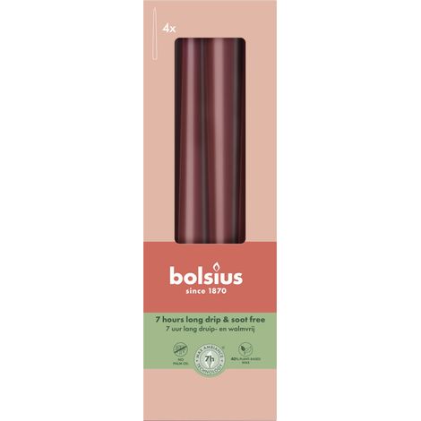 Bolsius Spitzkerzen samtrot 24,5 cm Ø 2,4 cm 4 Stück
