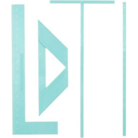 Kit complet de règles de reliure Comprenant règle en L, règle T, guide d'espacement, équerre de coupe des coins, étui et manuel d'instructions (Français non garanti), couleur turquoise (1/5)