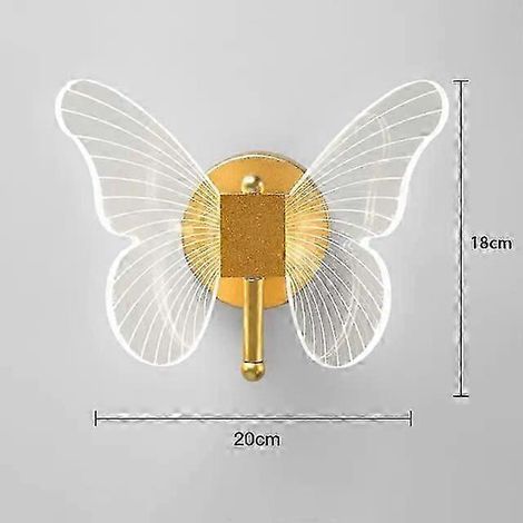 Applique murale LED papillon, lampe de chevet, éclairage intérieur pour chambre à coucher et salon, luminaire d'ambiance (A-Or, 3 couleurs de lumière) (1/4)