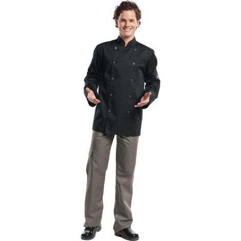 Veste de cuisine mixte Chaud Devant Hilton Poco manches longues noire XL