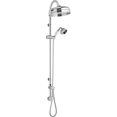 Minimal Rigid Riser Shower Kit with Fixed Head & Handset  - Chrome/White