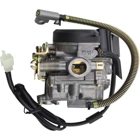 Carburateur PD18J 18mm avec pompe accélérateur – compatible scooter GY6 50cc 139QMB – mobylette (1/5)