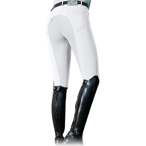Pantalon d'équitation femme taille haute élastique, coupe skinny, style course hippique - M - Blanc