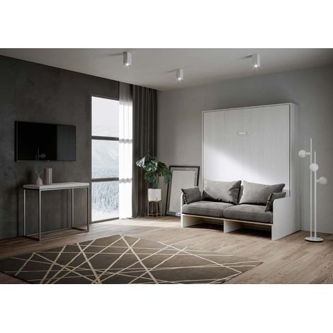 Letto matrimoniale a scomparsa 160 cm Bianco KENTARO SOFA' (1/5)