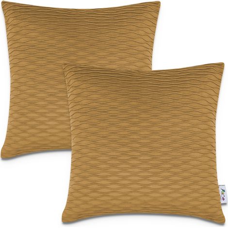 Paco Home Fundas Cojines Decorativas Funda Cojín Pana Juego Sofá Decoración 2pcs-Set, Amarillo 3