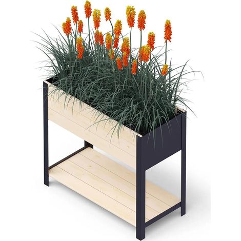Bac surélevé ergonomique en bois Upyard pour intérieur et extérieur, 78x36x72 cm, bois naturel