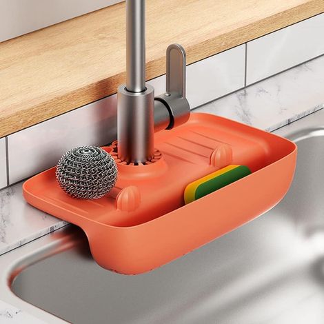 Paraspruzzi per rubinetto - Tappetino di scarico per lavandino - Tappetino antiscivolo - Vaschetta raccogligocce in asfalto - Paraspruzzi per lavello da cucina - Protezione per rubinetto in silicone T