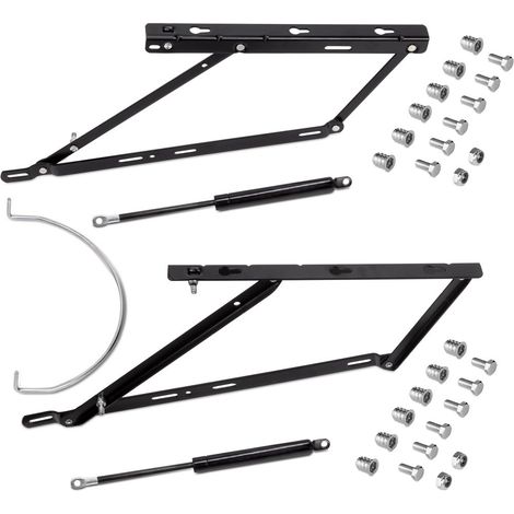 Emuca Set di meccanismi di sollevamento per letto canapè, apertura frontale, per letti da 135 cm, Acciaio, Verniciato nero