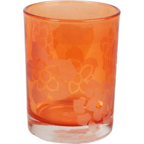 Candelabro in vetro arancione 7,5x10 cm (1/2)