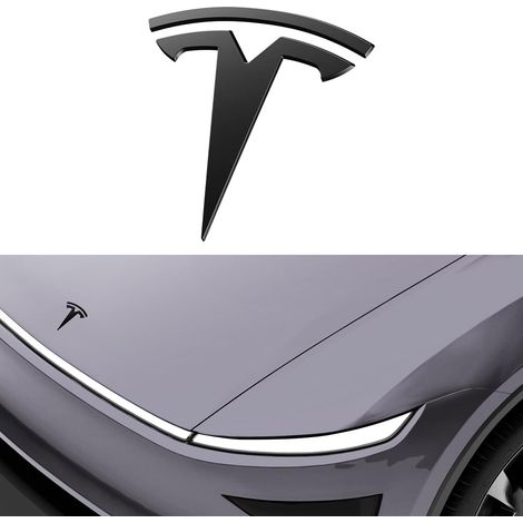 Tesla Model Y Juniper 2025 2026 Logo-Embleme vorne, hochwertiges, kratzfestes PC-Abzeichen, entworfen für Tesla Model Y Juniper-Zubehör – Schwarz