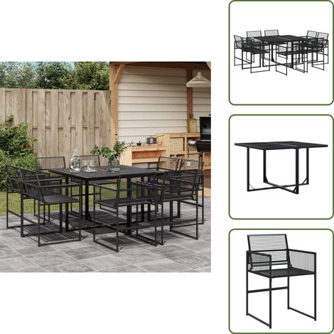 Ratán sintético - vidaXL Juego de comedor de jardín 9 piezas ratán sintético negro - Muebles de exterior