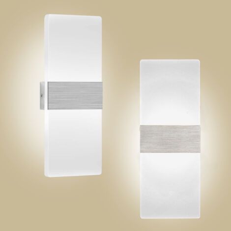 Aplique de pared interior con luz blanca plateada cepillada, 12 W, 85–265 V CA, lámpara acrílica moderna para pasillo, dormitorio, escalera, iluminación decorativa, dimensiones: 29 x 11 x 4,5 cm