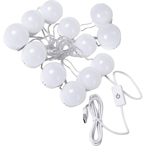 Ensemble de 1 lampe LED pour miroir, éclairage LED pour miroir de maquillage, ampoule USB, lampe LED pour miroir de maquillage, coiffeuse, projecteur blanc (1/5)