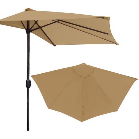 Toile de remplacement pour parasol demi-lune – Polyester imperméable anti-UV – pour os de parasol 133–134 cm – Couleur : Kaki (1/5)